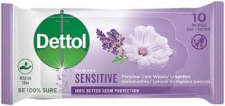 DETTOL HYGIENE WIPES SENSITIVE 10S