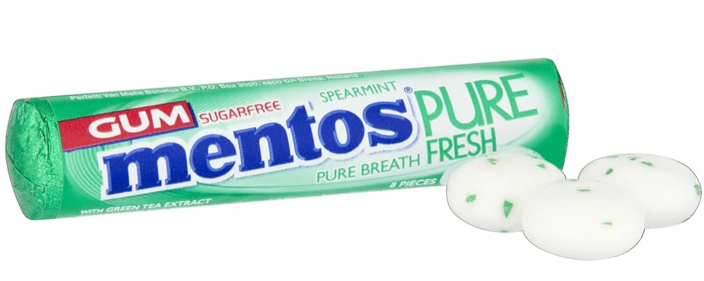 MENTOS SPAREMINT PURE FRESH SPEARMINT GUM ROLL 15G
