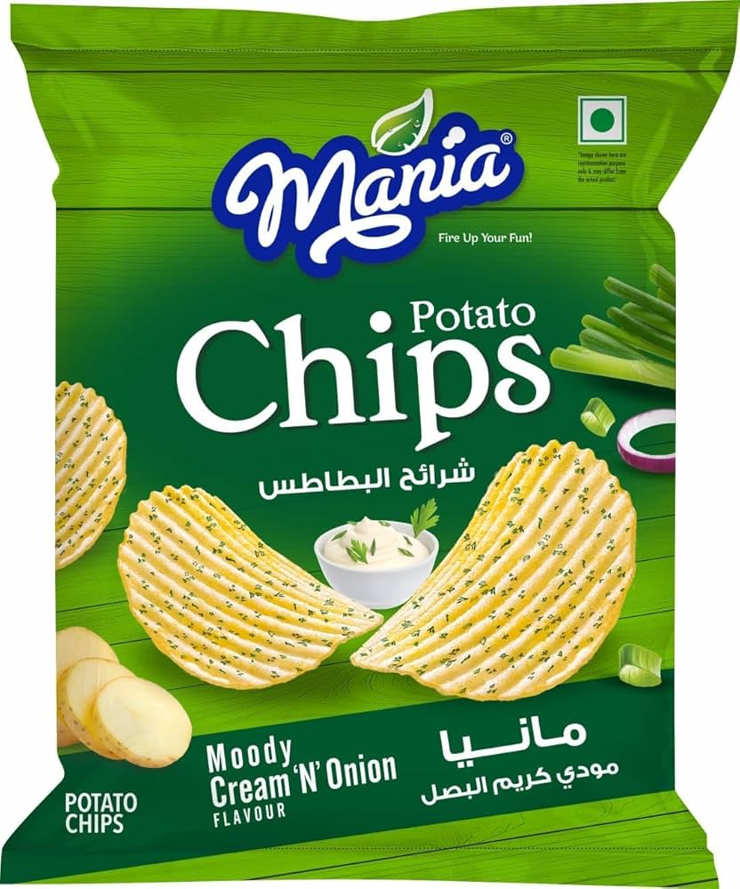 MANIA MOODY CREAM & ONION POTATO CHIPS 60G DXB