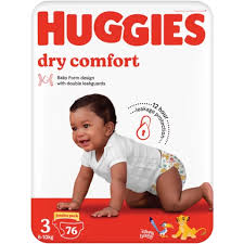 [6001019907605] HUGGIE DRY COMFORT DIAPERS 76PCS